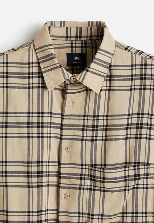 H&M - Relaxed fit shirt -  beige/black checked 