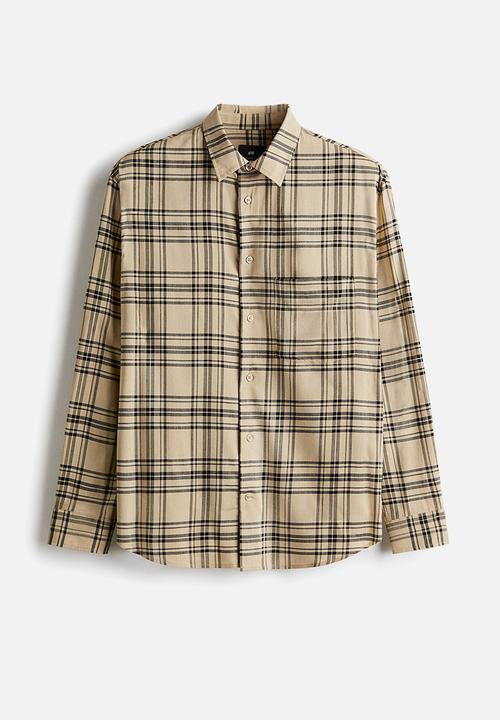H&M - Relaxed fit shirt -  beige/black checked 