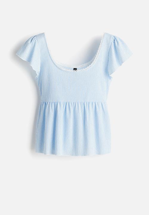 H&M - Textured jersey top - blue