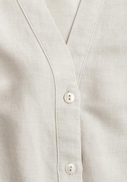 H&M - Sleeveless linen-blend blouse -  light beige