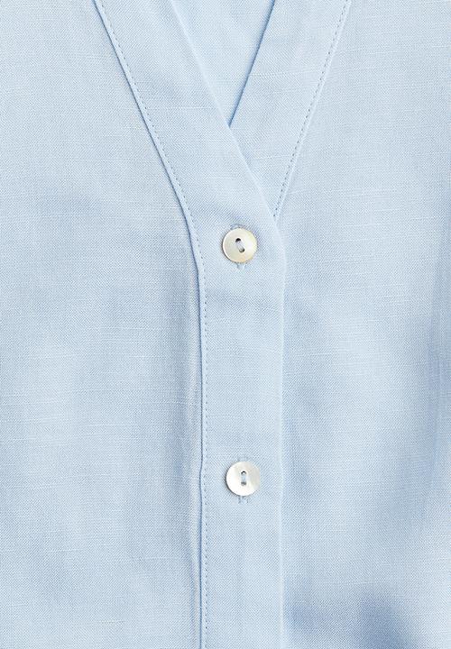 H&M - Sleeveless linen-blend blouse -  light blue