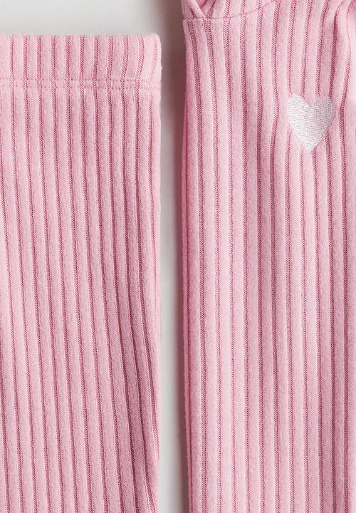 H&M - 2 piece brushed rib-knit set - pink heart