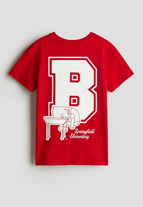 H&M - Print-motif cotton t-shirt - red the simpsons