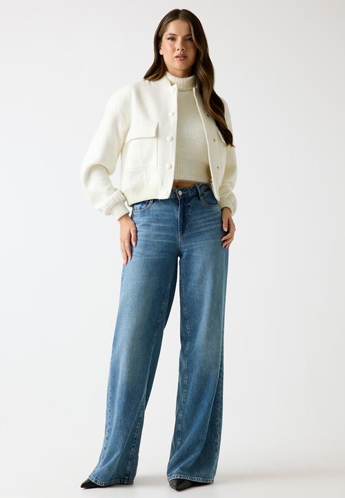 GUESS - Eco Lorenza Wool Blend Jacket - Cream White