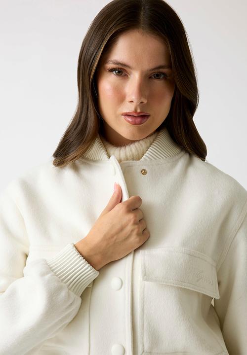 GUESS - Eco Lorenza Wool Blend Jacket - Cream White