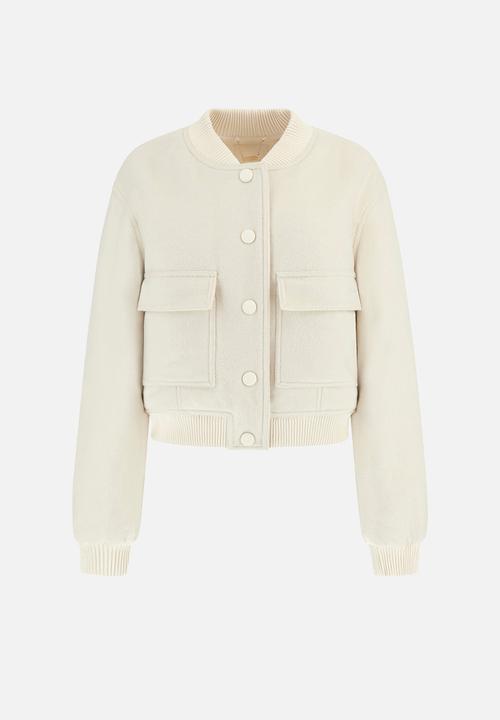 GUESS - Eco Lorenza Wool Blend Jacket - Cream White