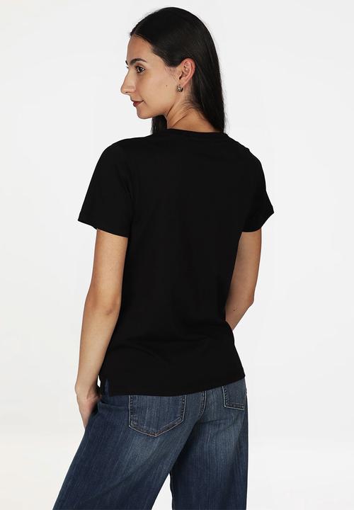 GUESS - SS CN KRYSTAL TRIANGLE TEE - Jet Black A996