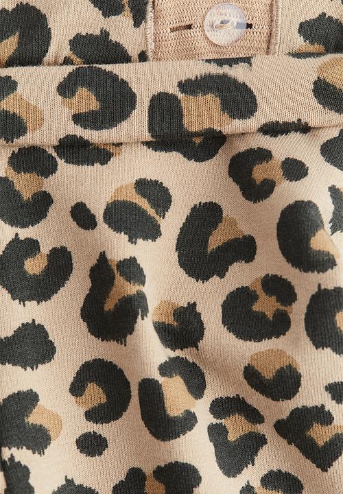 H&M - Printed brushed-inside leggings - beige & leopard print