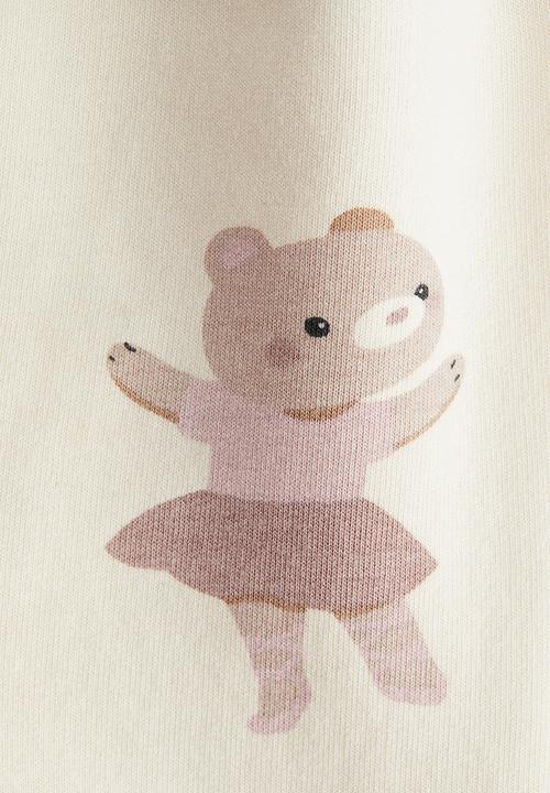 H&M - Printed brushed-inside leggings - cream dancing bears