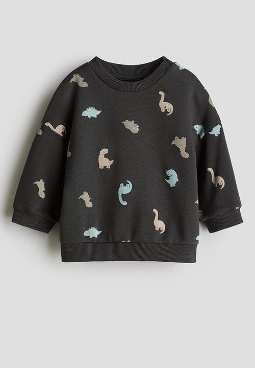 H&M - Printed sweatshirt - dark grey/dinosaurs