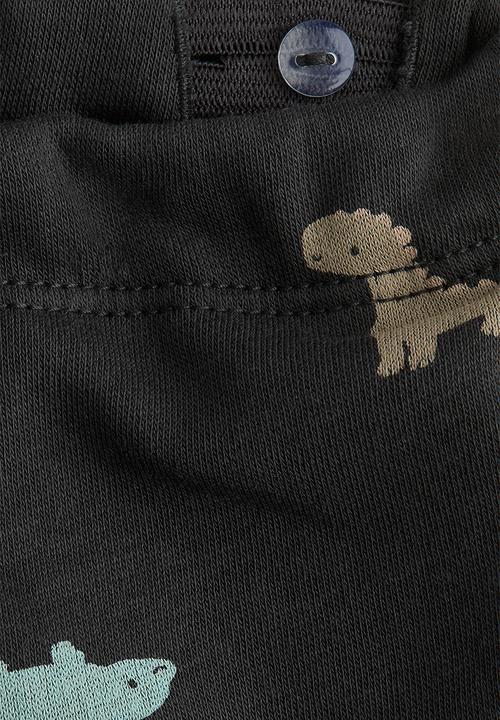 H&M - Printed brushed-inside sweatshirt joggers - dark grey dinosaurs