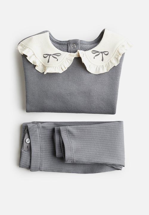 H&M - 2-Piece sweatshirt and leggings set - grey/bows 