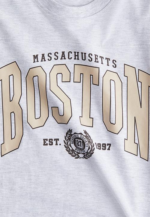H&M - Oversized printed T-shirt - grey marl/boston