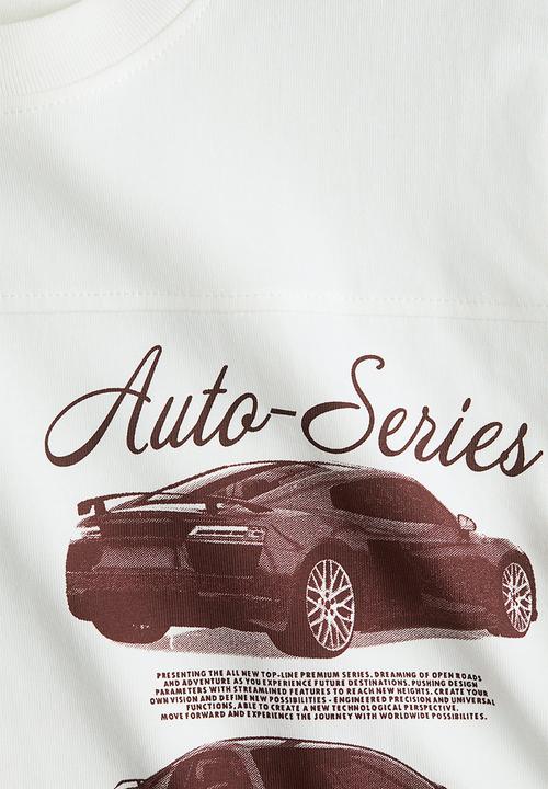 H&M - Oversized printed T-shirt - white/auto-series
