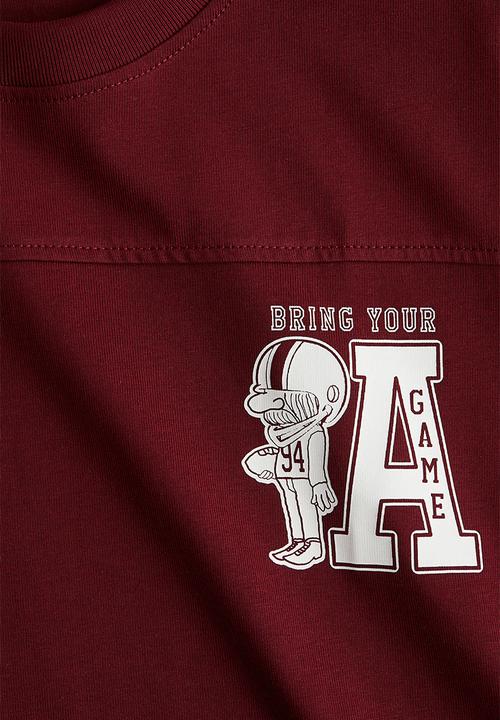 H&M - Oversized printed T-shirt - dark red/a game