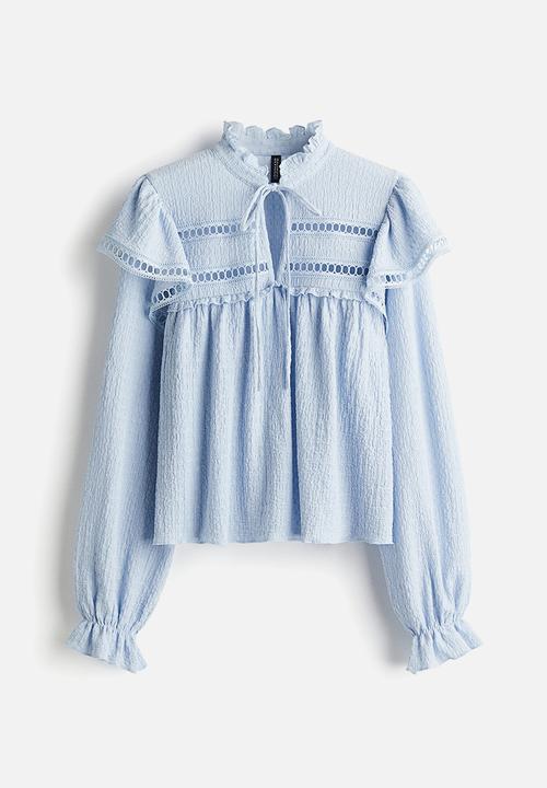 H&M - Textured jersey blouse - light blue 