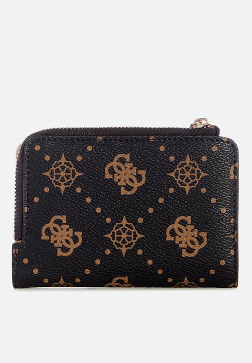 GUESS - Carrie logo sling zip card case- espresso logo