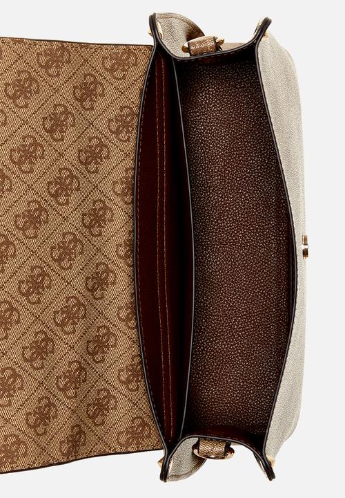 GUESS - Meridian ii flap crossbody bag- latte logo