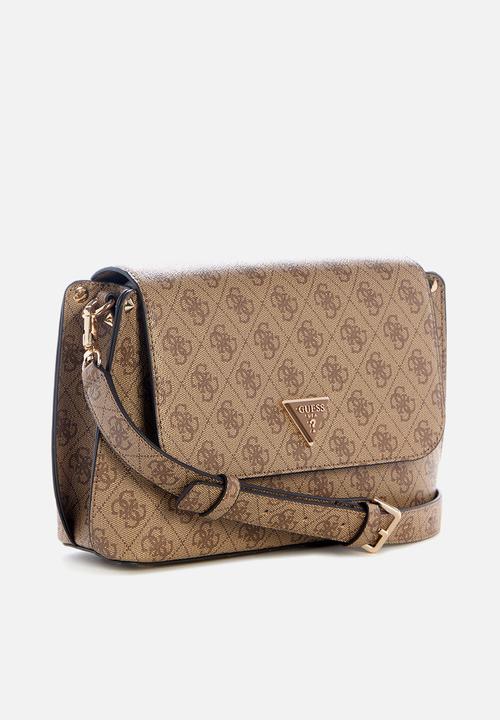 GUESS - Meridian ii flap crossbody bag- latte logo