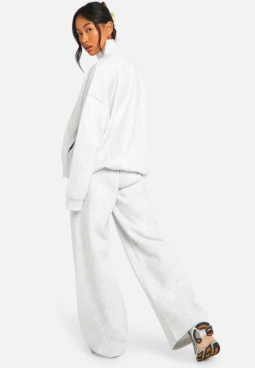 boohoo - Dsgn studio embroidered wide leg jogger - ash grey