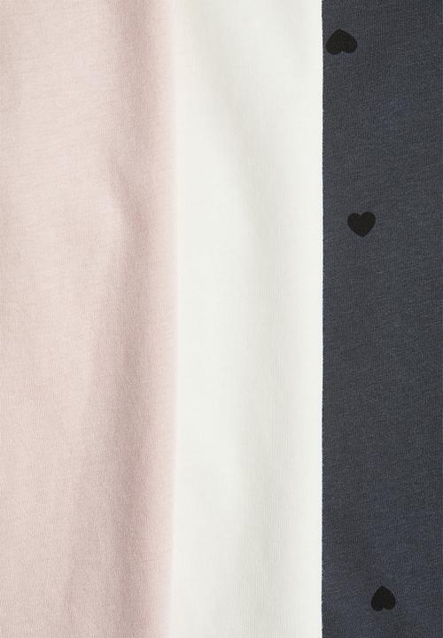 H&M - 3 pack cotton jersey tops - light pink hearts