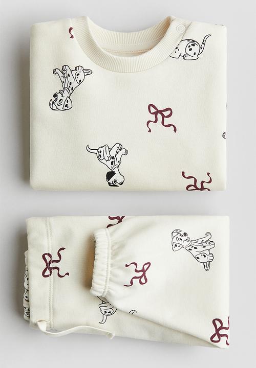 H&M - 2 piece printed sweatshirt set - light beige 101 dalmatians