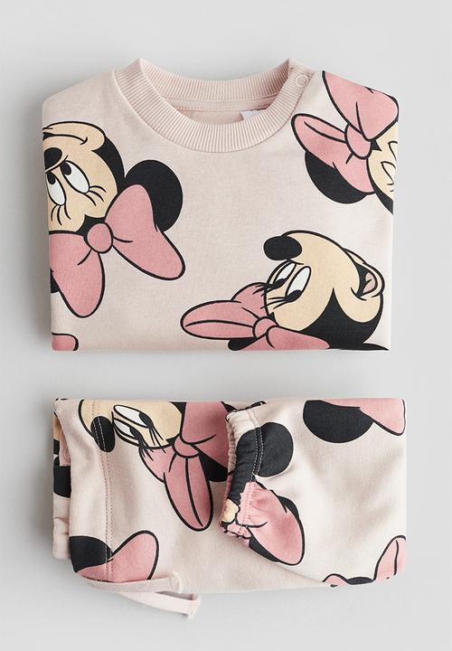 H&M - 2 piece printed sweatshirt set - light pink minnie mouse