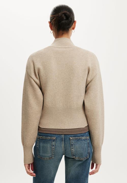 Cotton On - Cinched knit bomber - chai dust