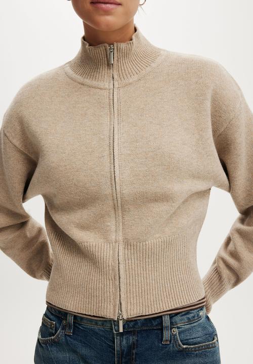 Cotton On - Cinched knit bomber - chai dust