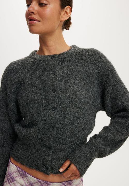 Cotton On - Luxe dreamy crew cardi - charcoal marle