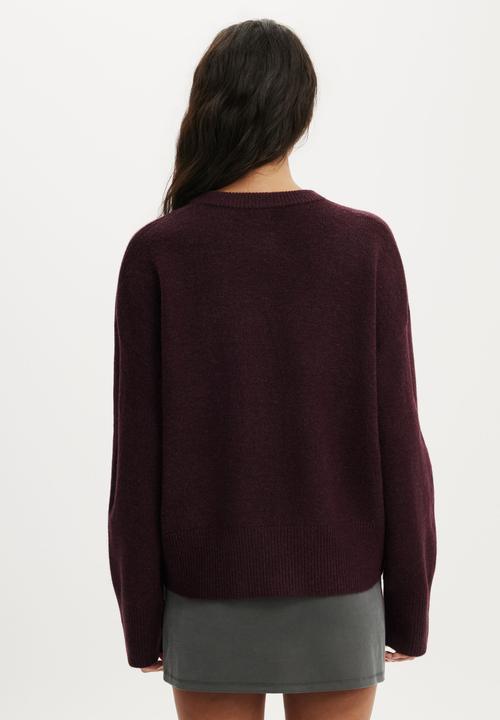 Cotton On - Luxe crew sweater - blackberry belle