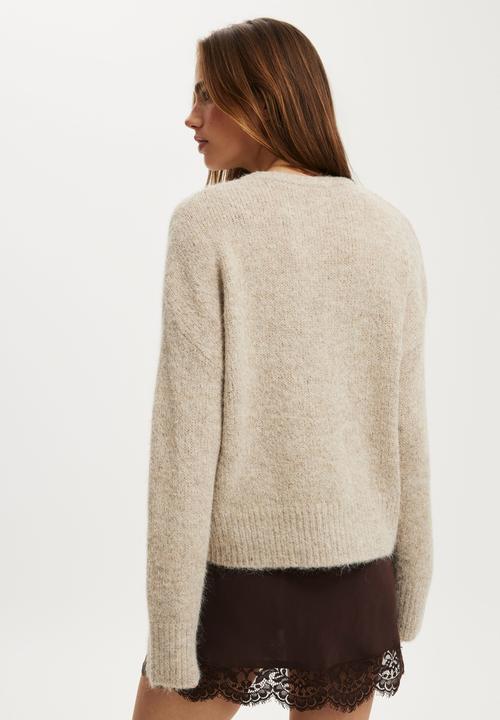 Cotton On - Luxe crew sweater - dreamy chai dust marle