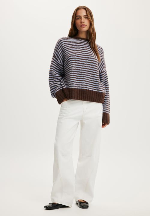 Cotton On - Luxe crew sweater - lofty iced marine oak stripe