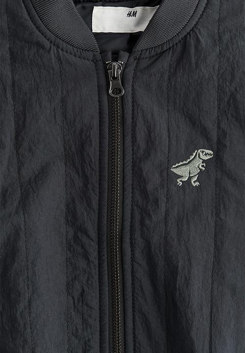 H&M - Quilted bomber jacket - dark grey dinosaur
