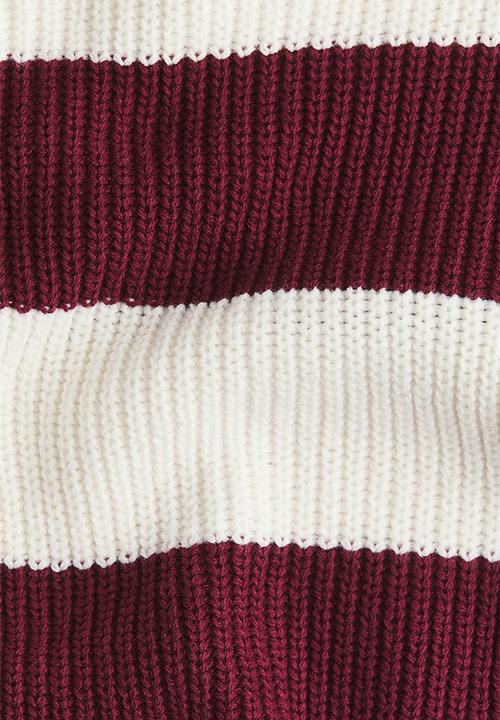 H&M - Cotton-blend jumper - dark red & white striped
