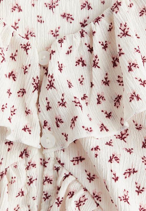H&M - Flounce-collar top - cream floral 