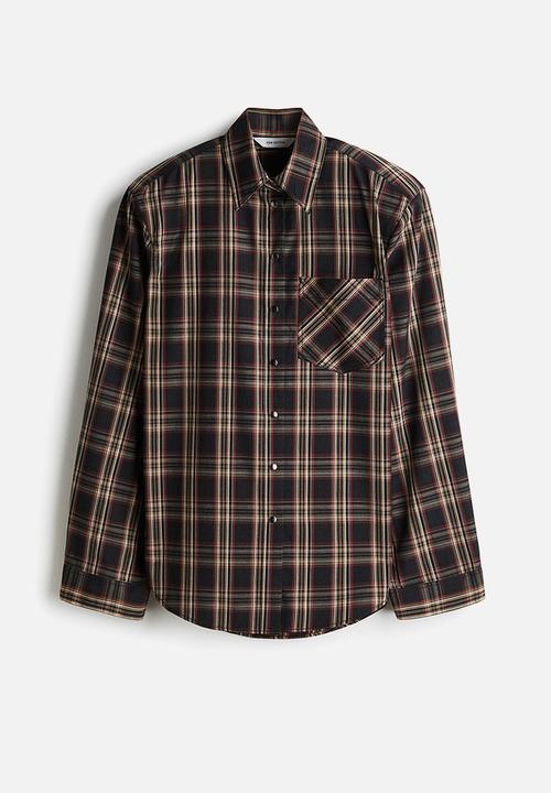 H&M - Shoulder-pad shirt - black checked 