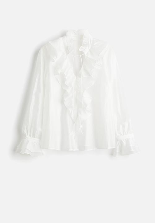 H&M - Flounced blouse - white