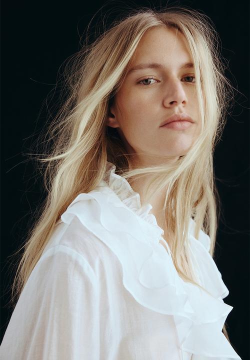 H&M - Flounced blouse - white