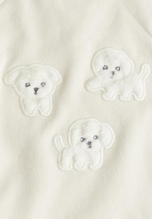 H&M - 2-piece cotton set - cream/puppies 