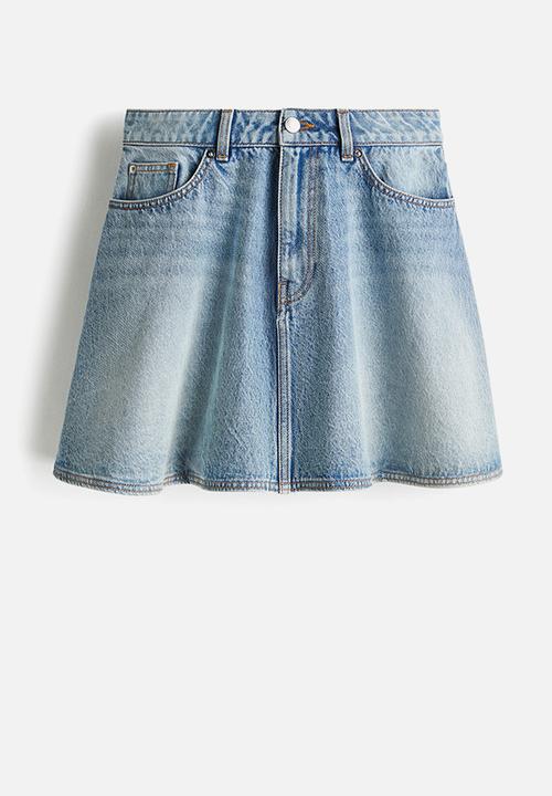 H&M - Flared denim mini skirt - light denim blue