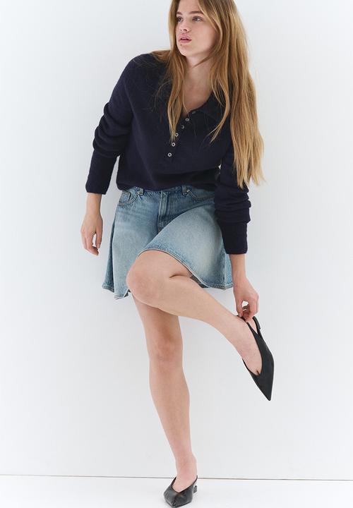 H&M - Flared denim mini skirt - light denim blue