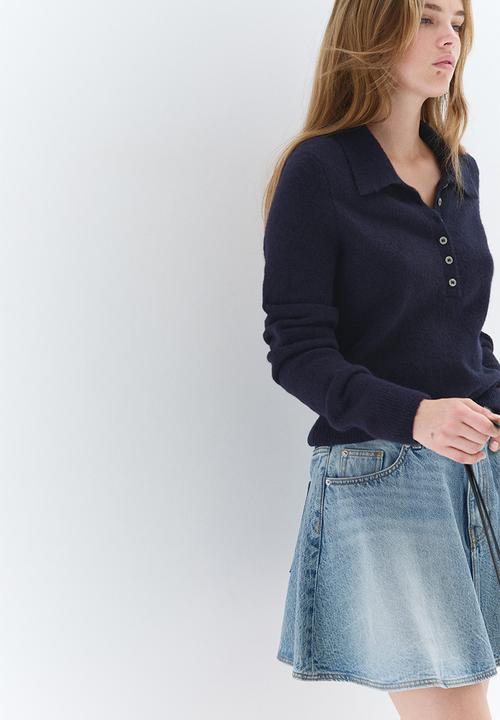 H&M - Flared denim mini skirt - light denim blue
