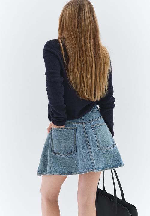 H&M - Flared denim mini skirt - light denim blue