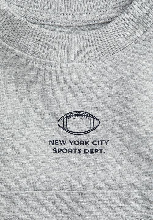 H&M - Printed cotton T-shirt - light grey marl/nyc 