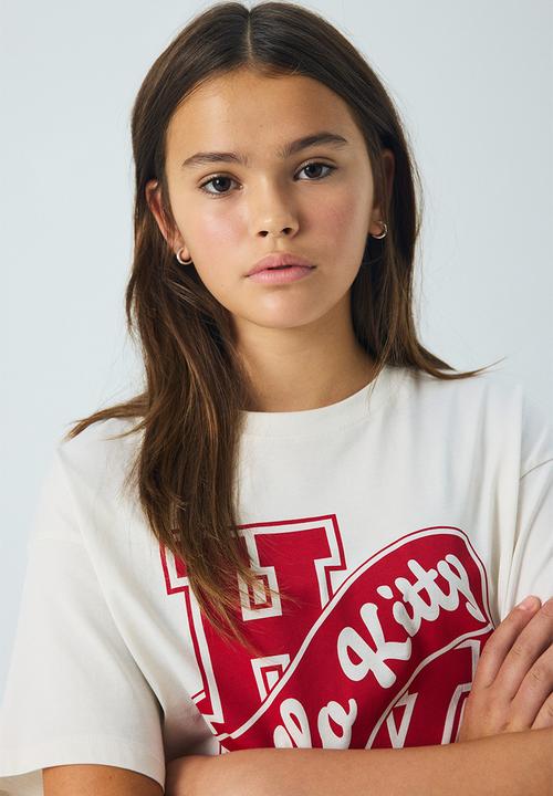 H&M - Printed cotton T-shirt - white/hello kitty 