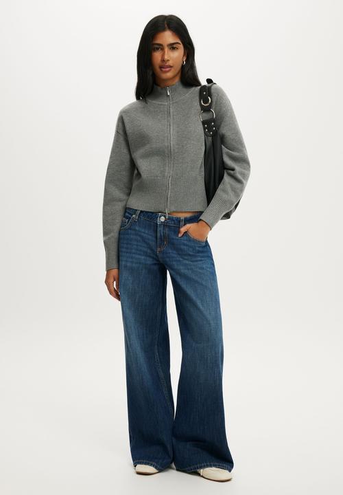 Cotton On - Cinched knit bomber - charcoal marle