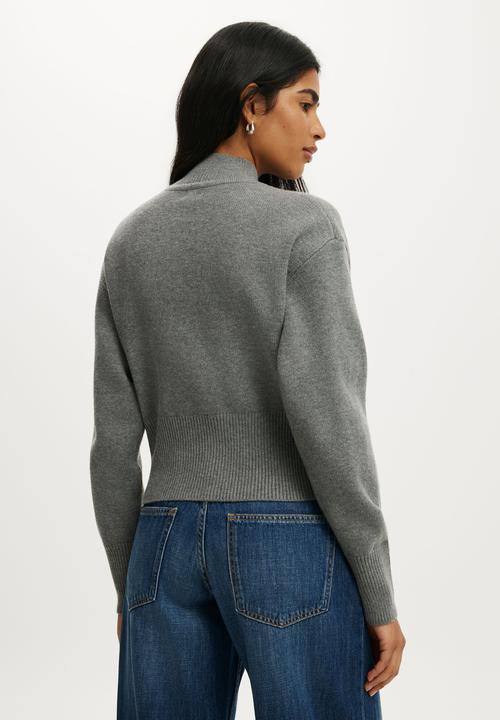 Cotton On - Cinched knit bomber - charcoal marle