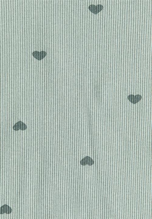 H&M - Overlock-detail cotton top - dusty green hearts