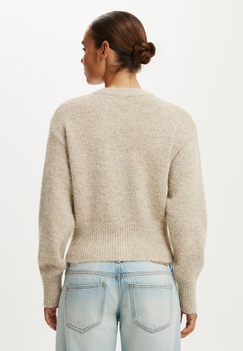 Cotton On - Luxe dreamy crew cardi - chai dust marle